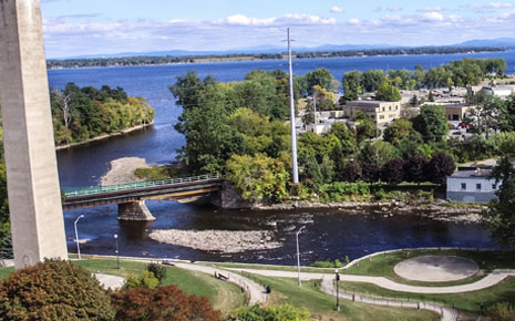 Aerial view of waterway in County of Clinton, NY